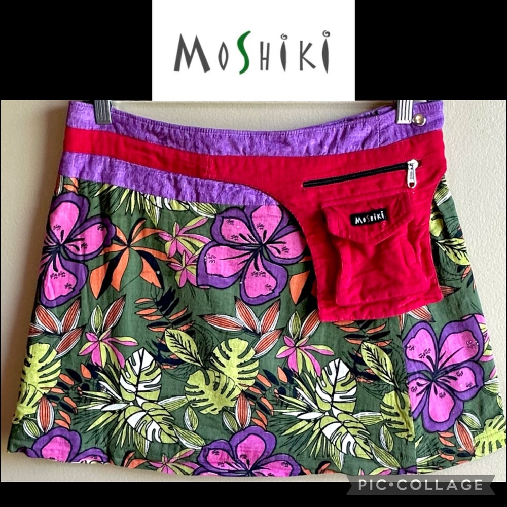Moshiki & Nijens Womens Skirt Wrap Hot Cookie Cargo Pocket Y2K Hippie Boho Fun